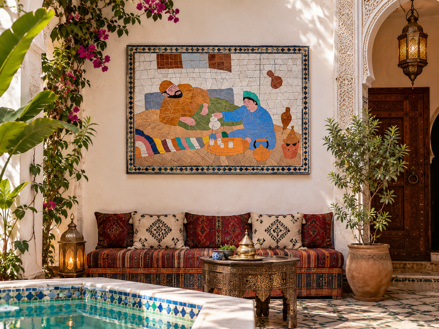 Tableau artisanal en zellige beldi marocain