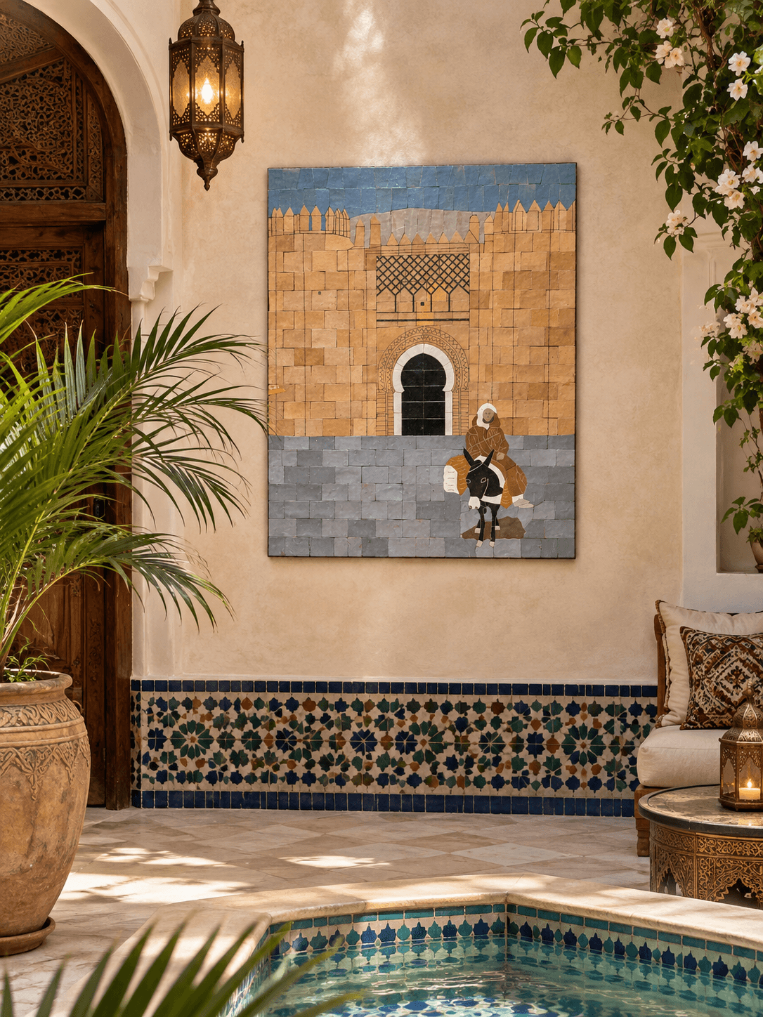 tableau artisanal en zellige de Fès
